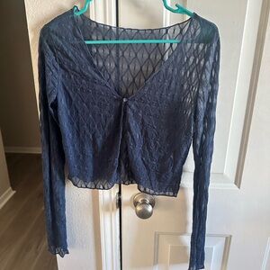 Fairy Boho Navy Sheer Women's Top